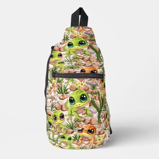 Baby Geckos Niedlich Cartoon Characters Crossbody Bag (Vorderseite)