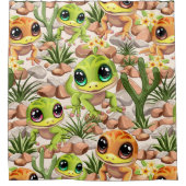 Baby Geckos Niedlich Cartoon Characters Duschvorhang (Vorderseite)