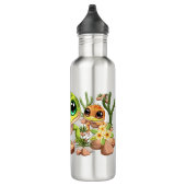 Baby Geckos Niedlich Cartoon Characters Edelstahlflasche (Rechts)