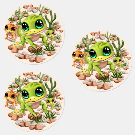 Baby Geckos Niedlich Cartoon Characters Etiketten (Gruppe)