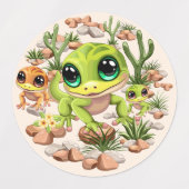 Baby Geckos Niedlich Cartoon Characters Etiketten (Design 1)