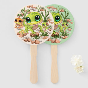 Baby Geckos Niedlich Cartoon Characters Fächer