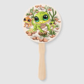 Baby Geckos Niedlich Cartoon Characters Fächer (Vorderseite)