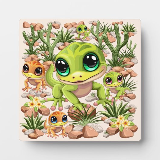 Baby Geckos Niedlich Cartoon Characters Fotoplatte (Vorderseite)