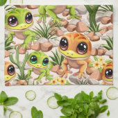 Baby Geckos Niedlich Cartoon Characters Geschirrtuch (Gefaltet)