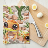 Baby Geckos Niedlich Cartoon Characters Geschirrtuch (Viertel Falte)