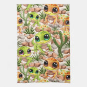 Baby Geckos Niedlich Cartoon Characters Geschirrtuch (Vertikal)