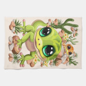 Baby Geckos Niedlich Cartoon Characters Geschirrtuch (Horizontal)