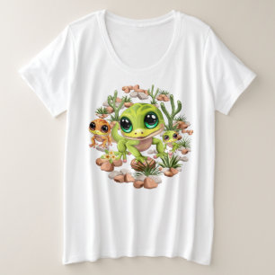 Baby Geckos Niedlich Cartoon Characters Große Größe T-Shirt