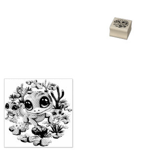 Baby Geckos Niedlich Cartoon Characters Gummistempel