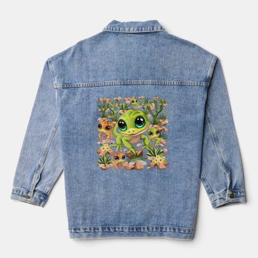 Baby Geckos Niedlich Cartoon Characters Jeansjacke (Rückseite)