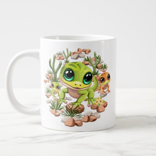Baby Geckos Niedlich Cartoon Characters Jumbo-Tasse (Links)