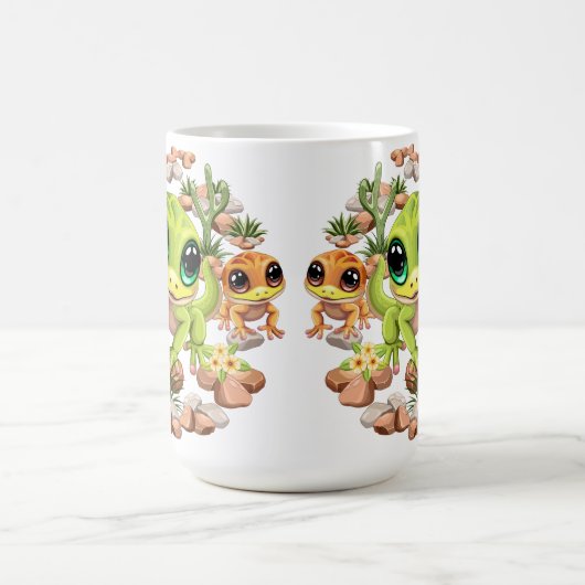 Baby Geckos Niedlich Cartoon Characters Kaffeetasse (Mittel)