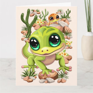 Baby Geckos Niedlich Cartoon Characters Karte