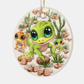 Baby Geckos Niedlich Cartoon Characters Keramik Ornament (Links)