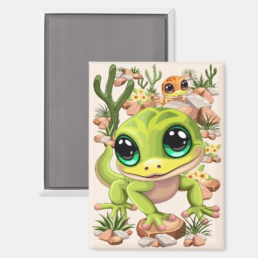Baby Geckos Niedlich Cartoon Characters Magnet (Vorderseite/Rückseite)