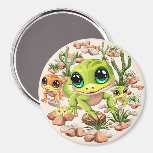 Baby Geckos Niedlich Cartoon Characters Magnet (Vorderseite/Rückseite)