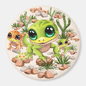 Baby Geckos Niedlich Cartoon Characters Magnet (Vorne)