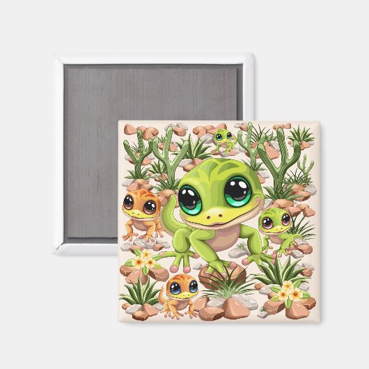 Baby Geckos Niedlich Cartoon Characters Magnet (Vorderseite/Rückseite)