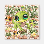 Baby Geckos Niedlich Cartoon Characters Magnet (Vorne)