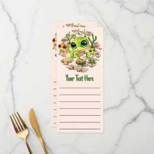 Baby Geckos Niedlich Cartoon Characters Menükarte