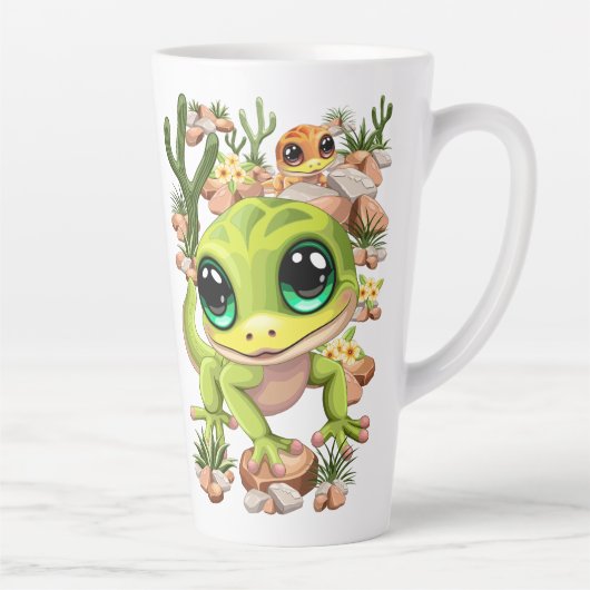 Baby Geckos Niedlich Cartoon Characters Milchtasse (Rechts)