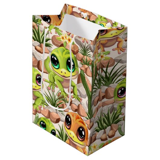 Baby Geckos Niedlich Cartoon Characters Mittlere Geschenktüte (Vorderseite Schrägansicht)