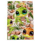 Baby Geckos Niedlich Cartoon Characters Mittlere Geschenktüte (Rückseite)