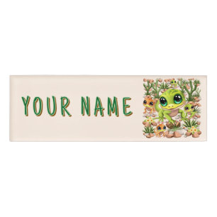 Baby Geckos Niedlich Cartoon Characters Namenschild