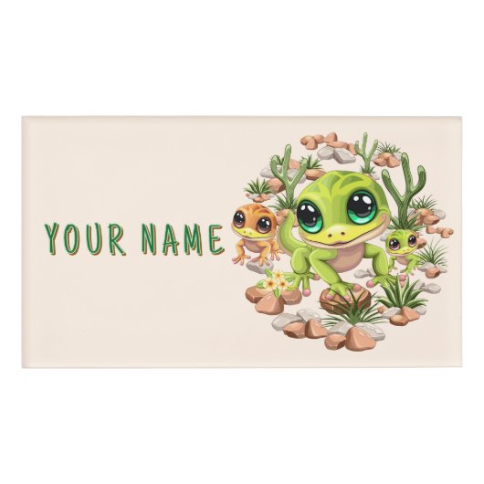 Baby Geckos Niedlich Cartoon Characters Namenschild (Vorderseite)