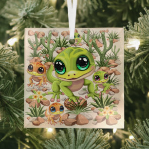 Baby Geckos Niedlich Cartoon Characters Ornament Aus Glas