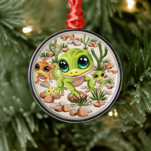 Baby Geckos Niedlich Cartoon Characters Ornament Aus Metall