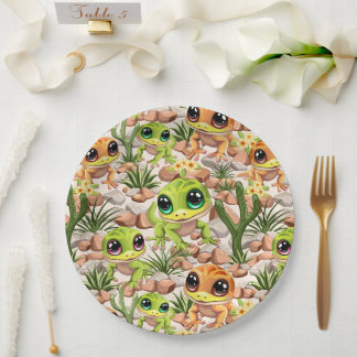 Baby Geckos Niedlich Cartoon Characters Pappteller