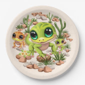 Baby Geckos Niedlich Cartoon Characters Pappteller (Vorderseite)