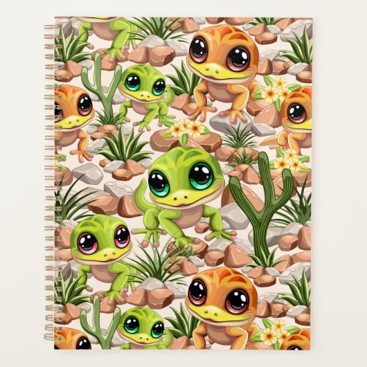Baby Geckos Niedlich Cartoon Characters Planer (Vorderseite)