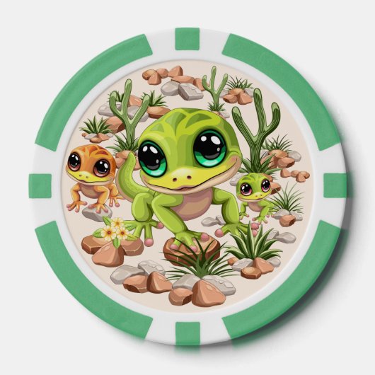 Baby Geckos Niedlich Cartoon Characters Pokerchips (Vorderseite)