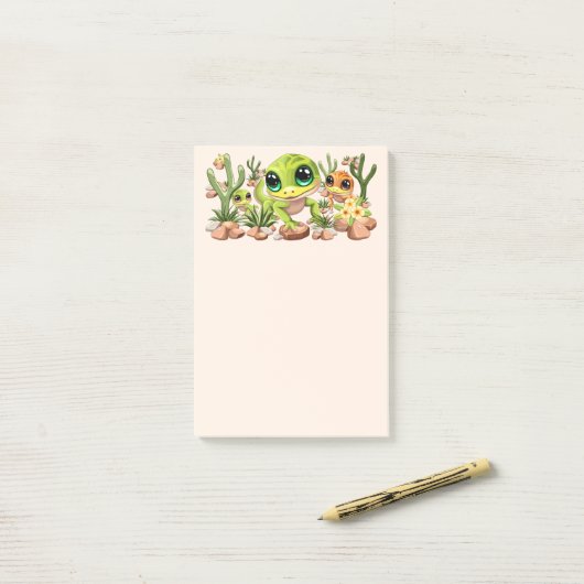 Baby Geckos Niedlich Cartoon Characters Post-it Klebezettel (Auf Schreibtisch)