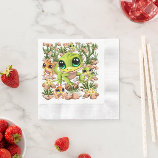 Baby Geckos Niedlich Cartoon Characters Serviette (Beispiel)