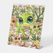 Baby Geckos Niedlich Cartoon Characters Sockelschild (Vorderseite)