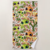 Baby Geckos Niedlich Cartoon Characters Strandtuch (Vorderseite)