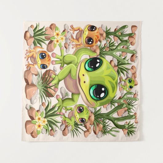 Baby Geckos Niedlich Cartoon Characters Wandteppich (Vorderseite (Horizontal))