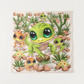 Baby Geckos Niedlich Cartoon Characters Wandteppich (Vorderseite)