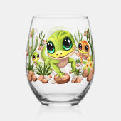 Baby Geckos Niedlich Cartoon Characters Weinglas Ohne Stiel (Vorderseite)