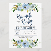 Baby gehe ich invitation zu shower, blue blumen