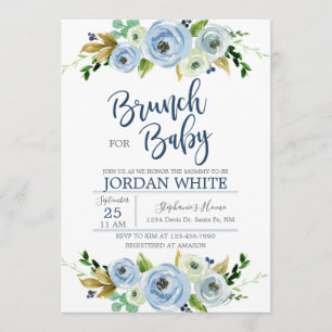 Baby gehe ich invitation zu shower, blue blumen einladung