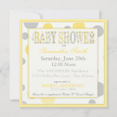 Baby-gelbes Grau punktiert Babyparty Einladung (Rückseite)