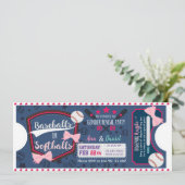 Baby Gender enthüllt Baseballs oder Softballs Einladung (Stehend Vorderseite)