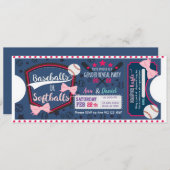 Baby Gender enthüllt Baseballs oder Softballs Einladung (Vorne/Hinten)