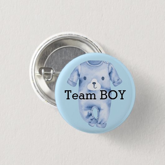 Baby Gender enthüllt Teamboy Button (Vorne & Hinten)