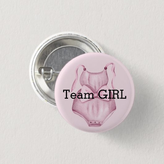 Baby Gender enthüllt Teammädchen Button (Vorne & Hinten)